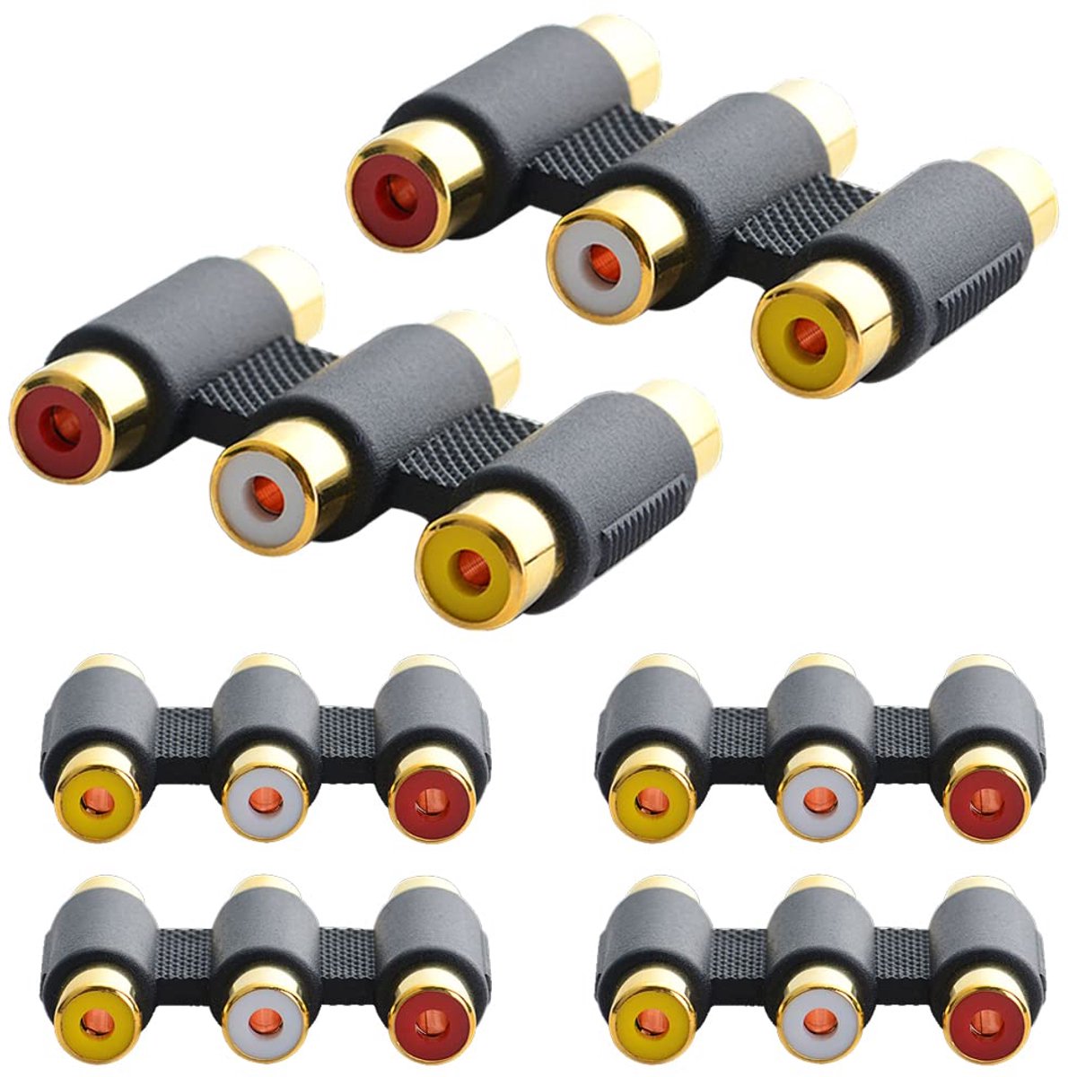 3-RCA Female to Female Coupler Adapter, Audio Video Jacks to Jacks Barrel Connector for Speaker,RCA Cable - ShopVlot