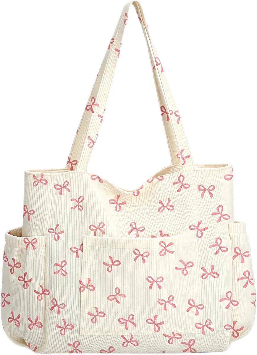 Ylinwtech Grote tote bag, Corduroy Dameshandtas, Cord Tas Dames Shopper, geschikt voor werk, school, reizen en - ShopVlot