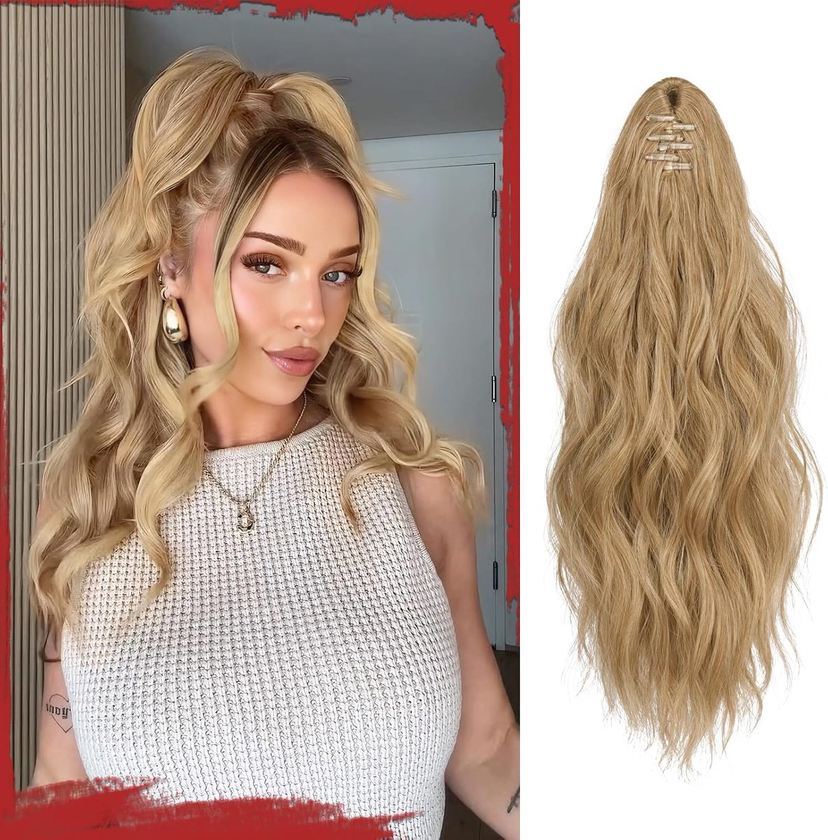 Sofeiyan Wavy Ponytail Extension, 41cm Claw Clip Ponytail Hairpiece Synthetic Hairpiece Hair Extension Ponytail Hair - ShopVlot