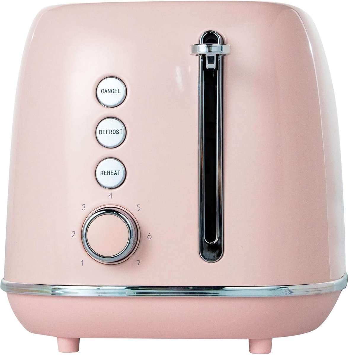 Fab by Kitchen in the box Roze broodrooster 2 schijven, retro broodrooster van roestvrij staal met brede sleuven en 7 - ShopVlot