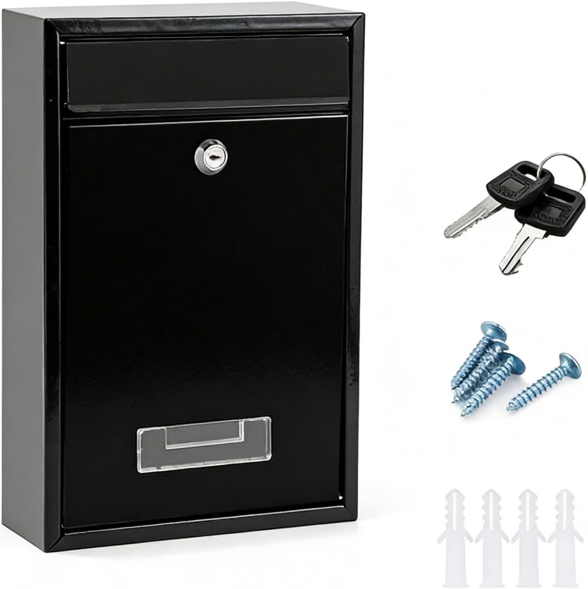 Letterbox, anthracite, small letter box made of titanium alloy, 32 x 22 x 8.5 cm, wall mailbox for multi-family home - ShopVlot