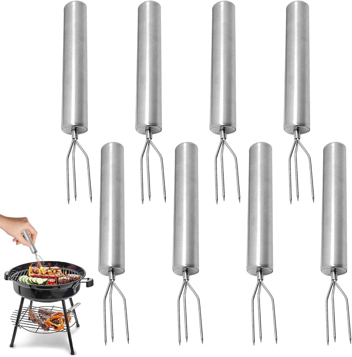 Aardappelvork, 8 stuks, pellen-aardappelvork, roestvrij stalen vorken voor pellen-aardappelen, robuuste - ShopVlot
