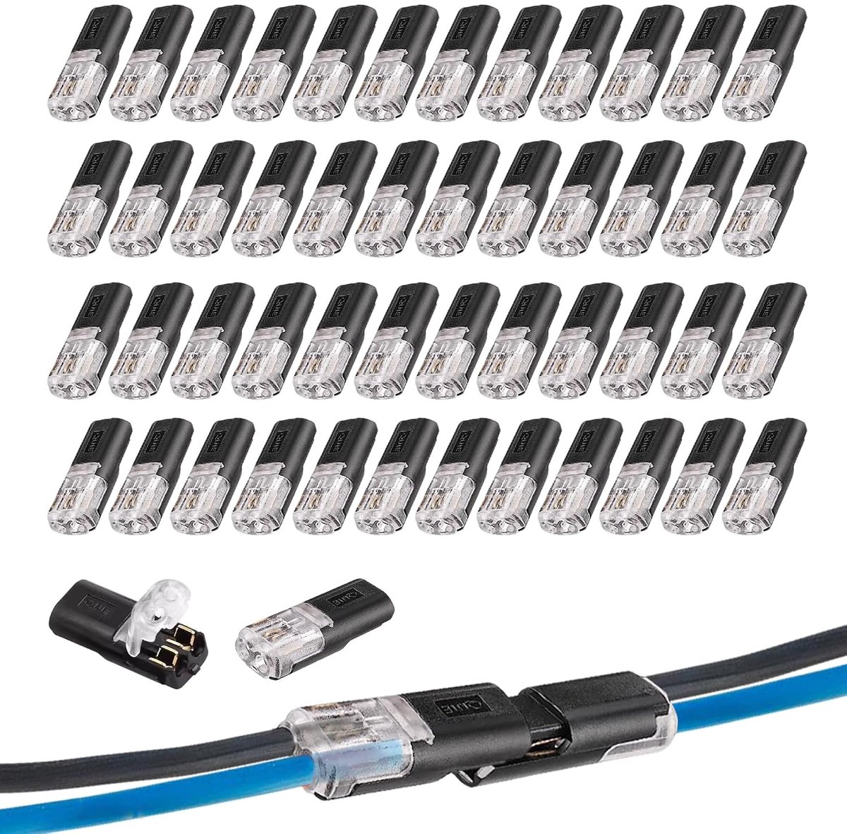 50pcs Car Cable Connectors, Waterproof, 2 Pin, Cable Connector, 12V Plug, 2 Pin, No Stripping Required, Fast Cable - ShopVlot
