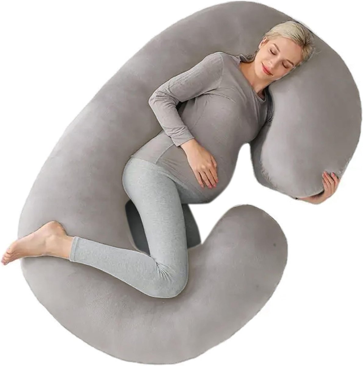 C-Shape Maternity Pillow Full body support for comfortable sleeping on the side - Relieves pressure on the hips - ShopVlot