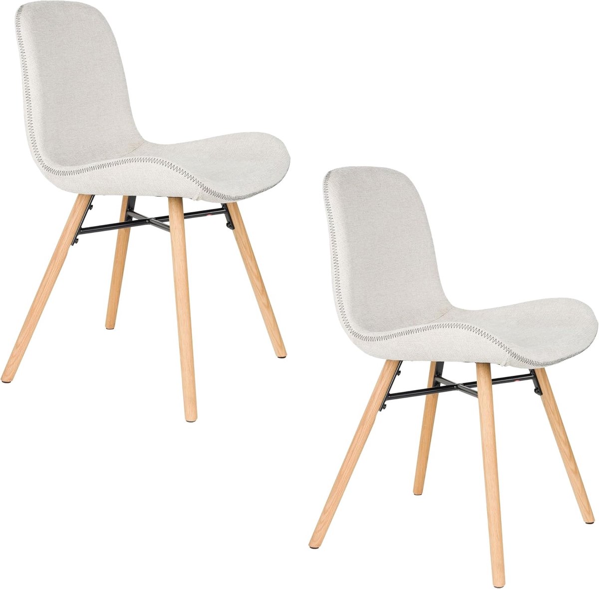 Lester Eetkamerstoelen Houten poten Beige - Set van 2 - ShopVlot