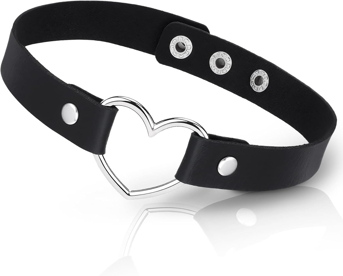 Gothic Choker, PU Leather Necklace for Women, Adjustable Punk Collar, Carnival, Heart Choker Necklace, for Women and - ShopVlot