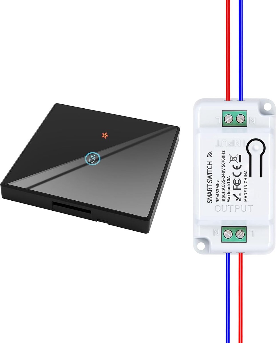 RF433 Wireless Switch Set, Wireless, 230V Wireless Transmitter Safety Switch and Receiver Controller, 10A, Wireless - ShopVlot