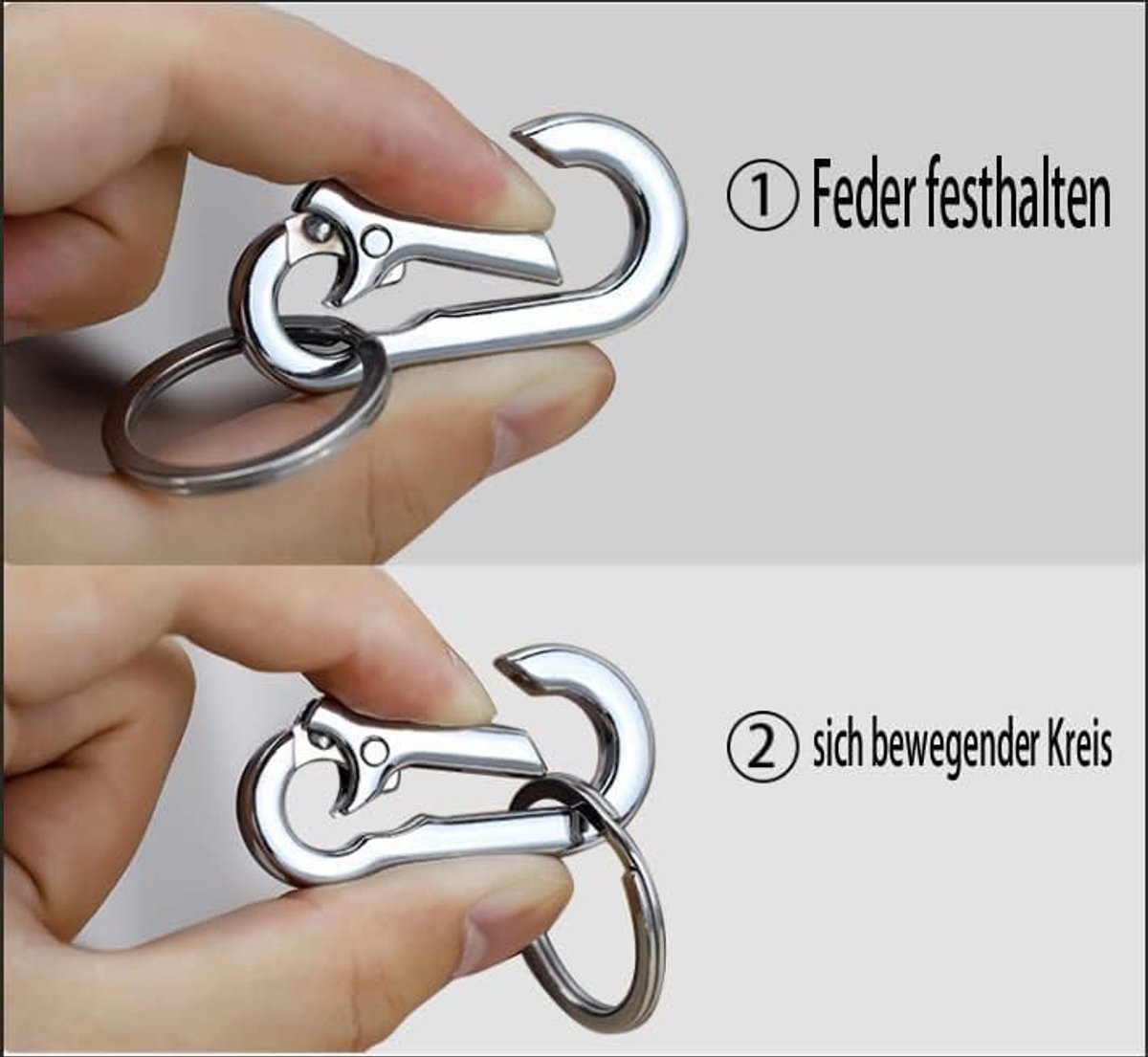 Intertest 2 Pcs Carabiner Key Chains with Key Ring, Stainless Steel Keychain, Key Ring, Clasp, Detachable Carabiner - ShopVlot