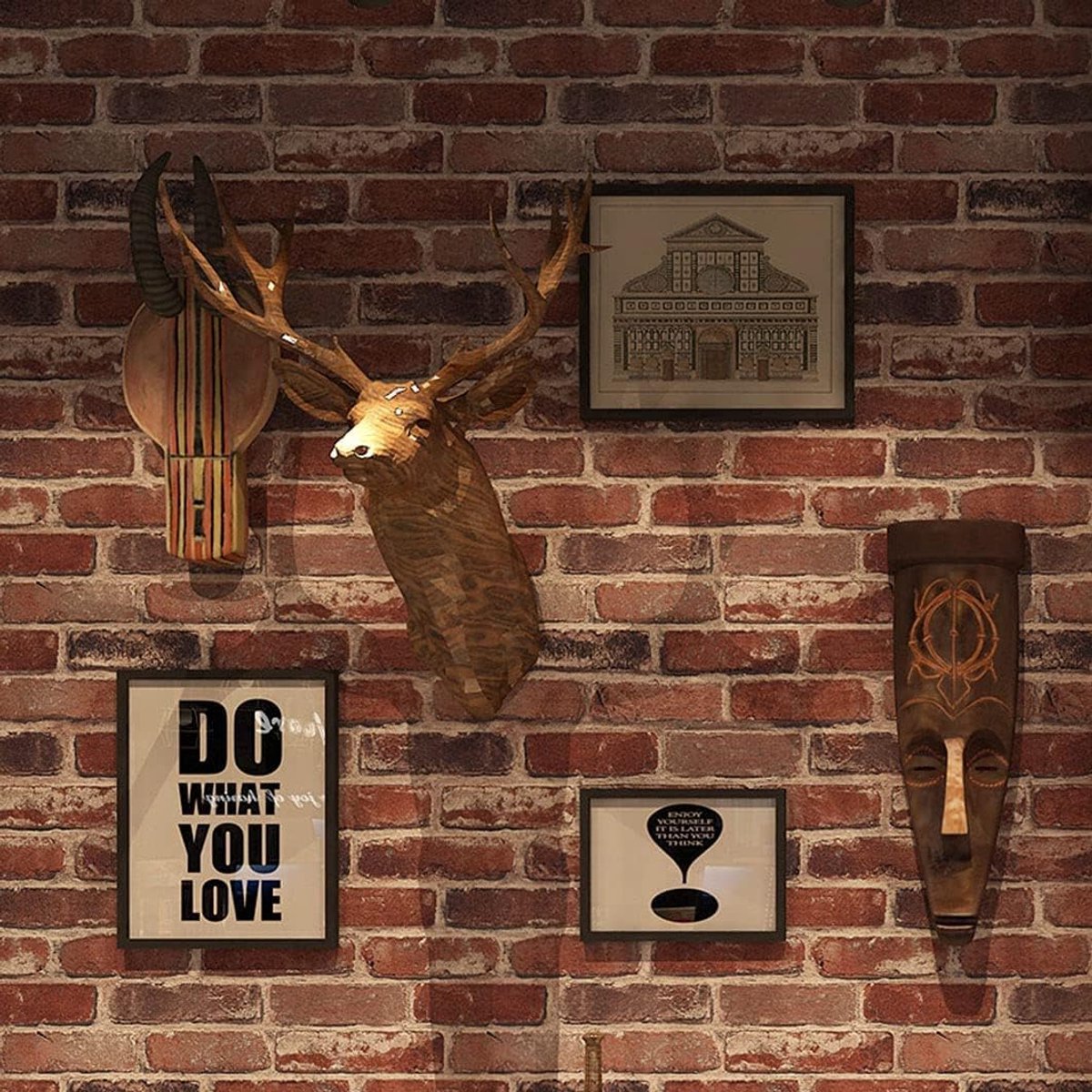 Okydoky QZ-RD-3 Self-Adhesive Wallpaper for Furniture, Brick Motif, Vinyl Wallpaper for Film, Ideal for Living Room - ShopVlot