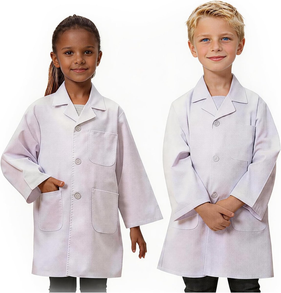 Laboratoriumjas voor kinderen, doktersjas, kostuum, wit, rollenspel, dokter, wetenschapper, outfit voor 3-12 jaar - ShopVlot