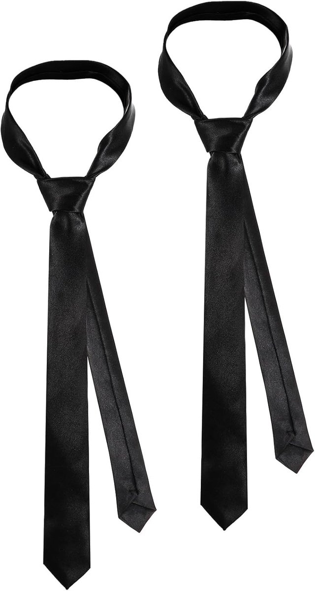 2 Pcs Black Tie for Women, Tie Costume Black Tied, Narrow for Graduation, Show Wedding - ShopVlot