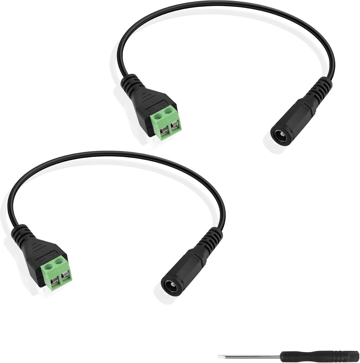 GINTOOYUN 22AWG DC Power Cable, 2pcs, DC5.5mm x 2.5mm, Female to Terminal Jack Adapter, Connector Cable for CCTV - ShopVlot