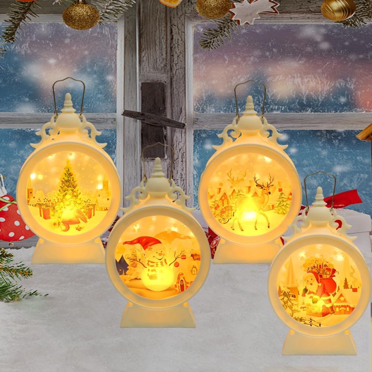NAVESO Kerstlantaarns, kerstlantaarns voor binnen, slaapkamer, tuin, balkon, om op te hangen of als tafeldecoratie - ShopVlot