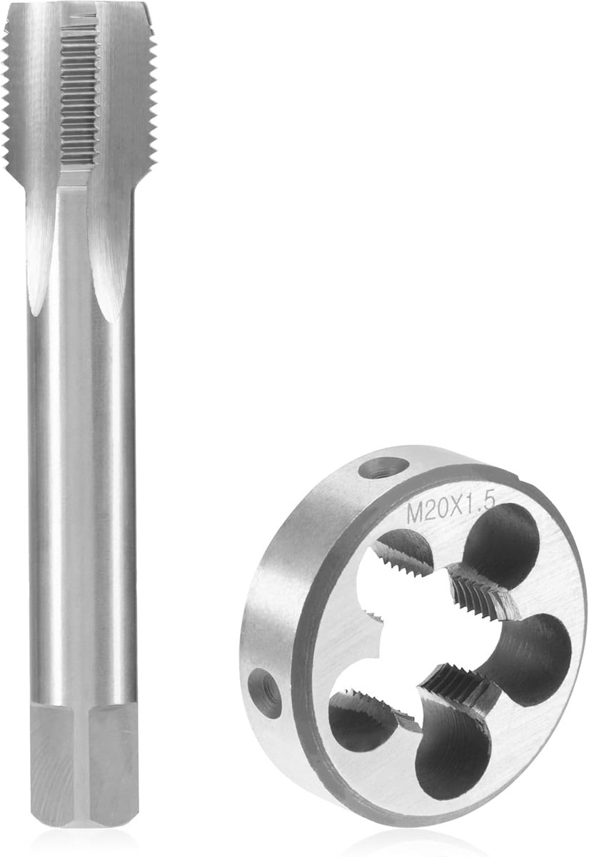 Thread cutter and thread cutting iron M20 x 1.5 mm HSS threaded drill and cutting iron set straight knurled threaded - ShopVlot