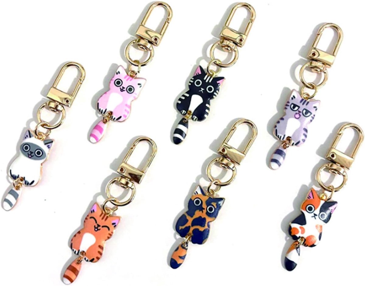 7 stuks kattensleutelhangers, schattige kattensleutelhanger, cadeau voor kattenliefhebbers, verjaardagscadeau - ShopVlot