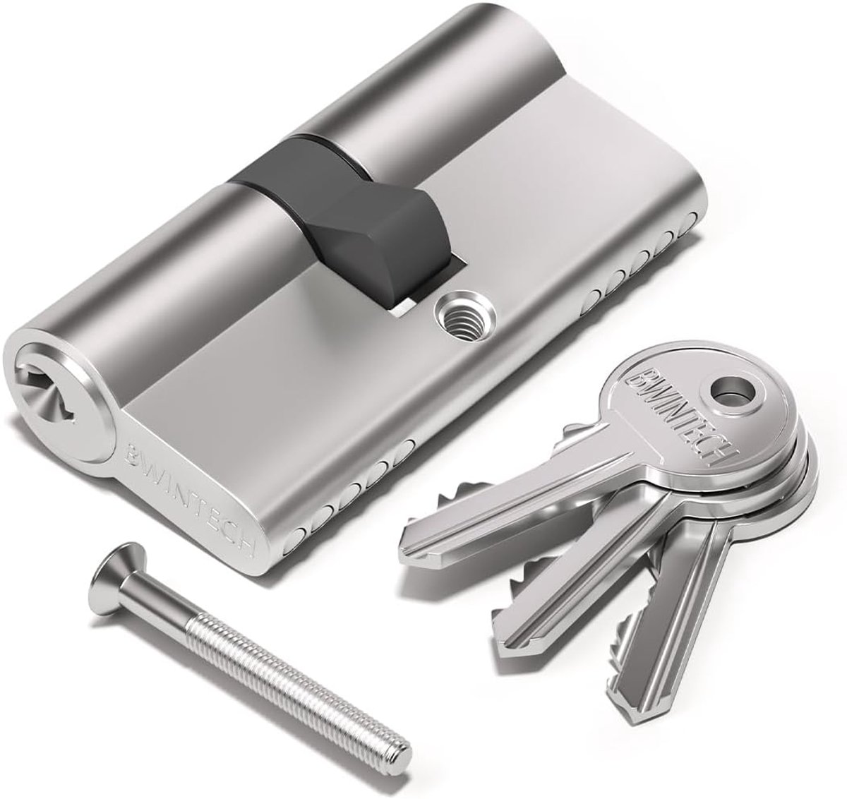 Bwintech 1pcs 80mm (35/45) matt nickel European cylinder lock key/key cylinder lock with 3 standard keys anti-burglary - ShopVlot