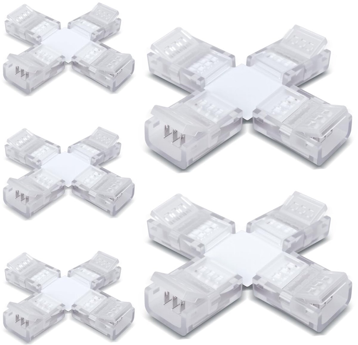 5 Pcs Strip Connector Wire Fast Connector for 8MM 4 Pin LED Light, Double Side Strip, Cross Type - ShopVlot