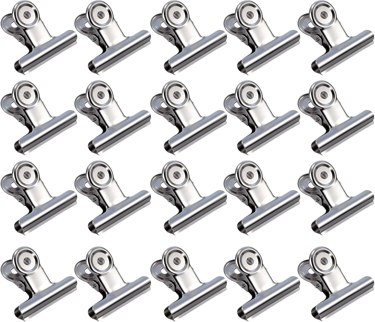 Large Metal Hinge Clips, 20 Pcs 2 Inch Silver Bulldog Hinge Clips with Hole for Hanging, Strong Paper Clips for Paper - ShopVlot