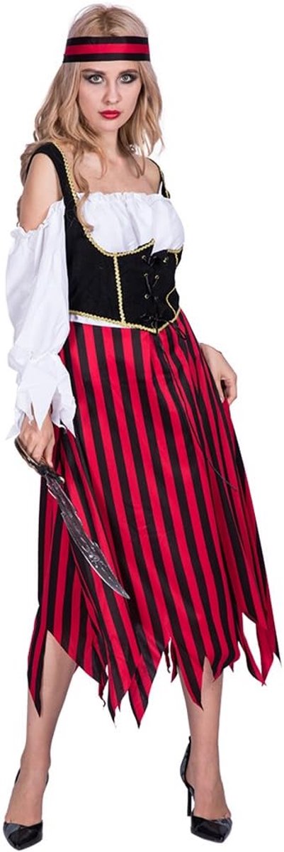 EraSpooky Pirate dress with stripes for women - ShopVlot