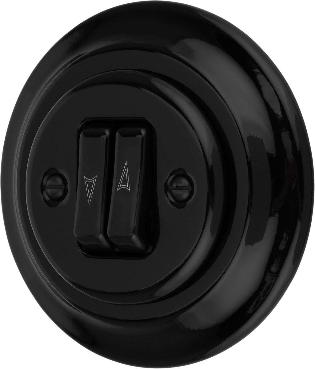 Recessed porcelain retro blind knob, roller shutter knob, all-in-one, series PR1 black - ShopVlot