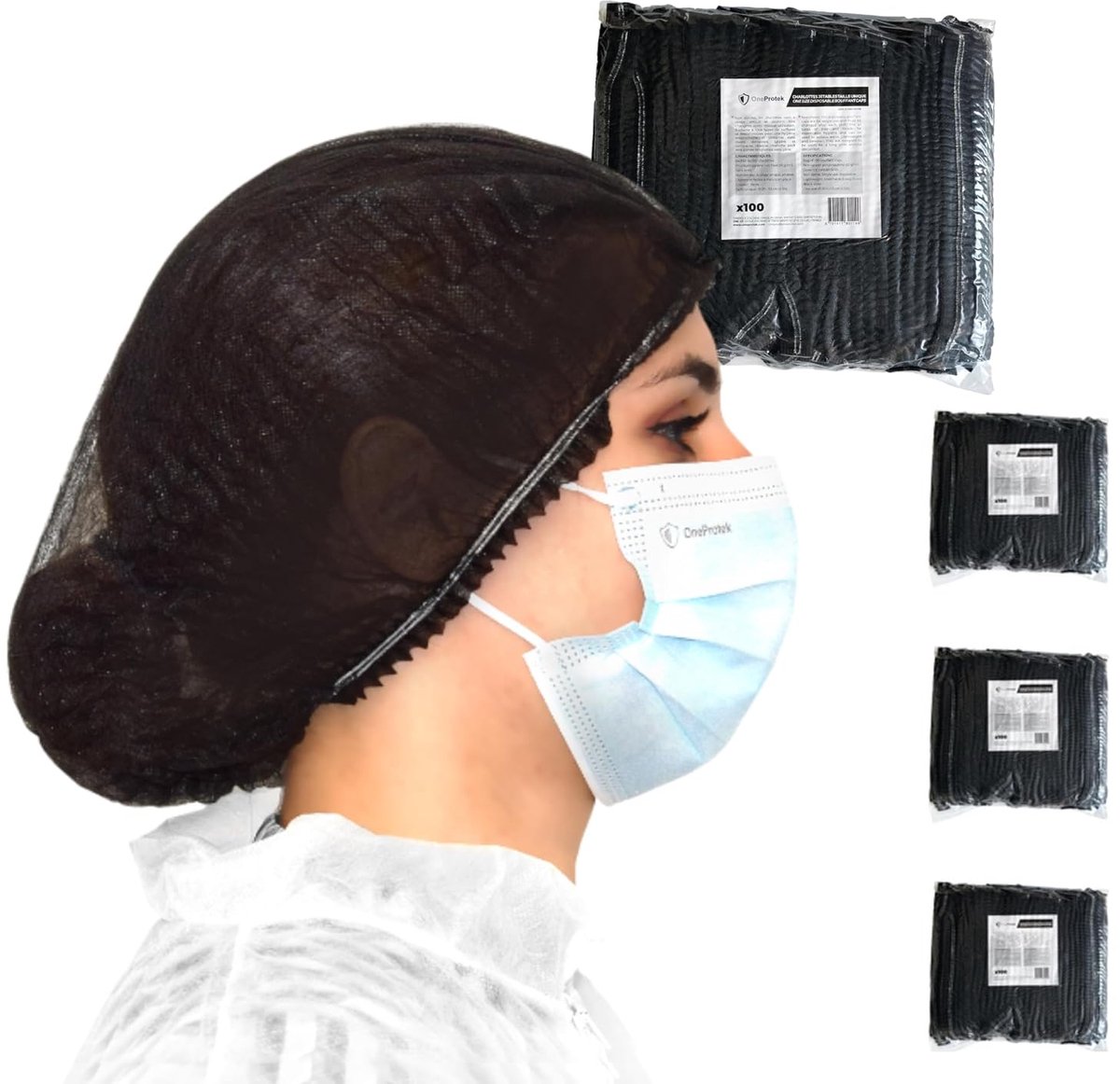Disposable Hair Bows - 4 x 100 Pieces, Black, Breathable and Durable - ShopVlot