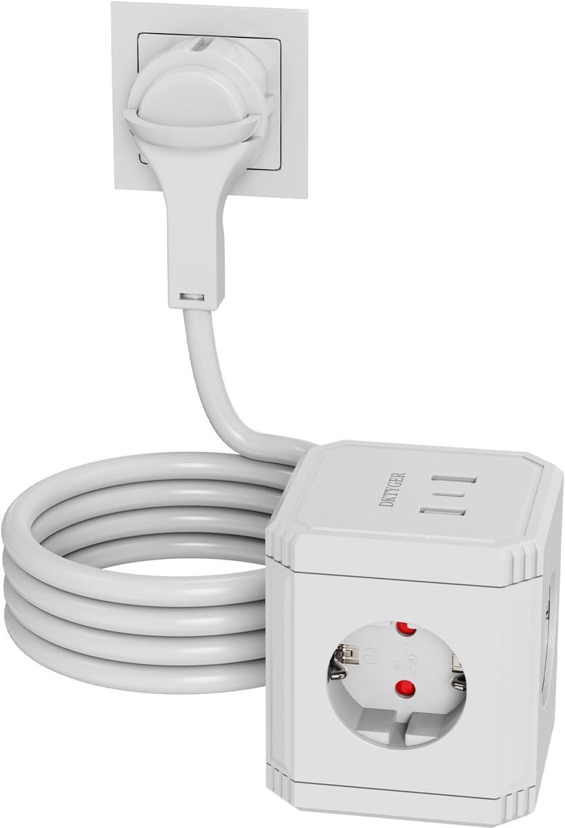 Verdeelcontactdoos met korte kabel - wit - ShopVlot