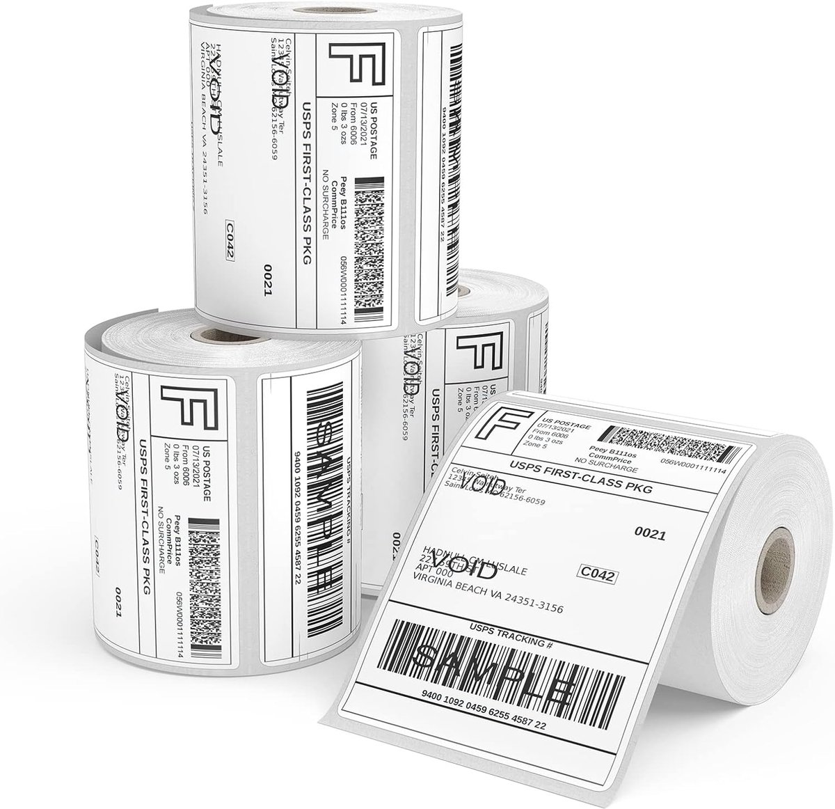 Thermal Shipping Labels, Thermal Labels, 101 x 152 mm, 4 Rolls Direct Thermal Transfer, White, Self-Adhesive Labels - ShopVlot