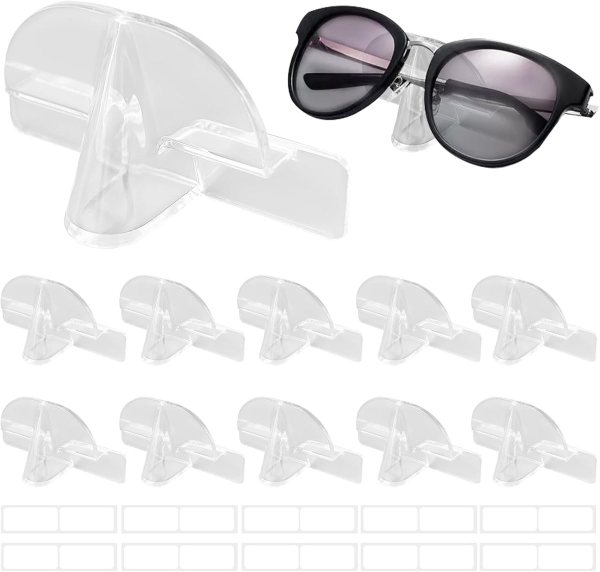 Pack of 10 Wall Glasses Holders, Glasses Holder for Storing, Storage Glasses for Hanging, Self-Adhesive Wall-Mounted - ShopVlot
