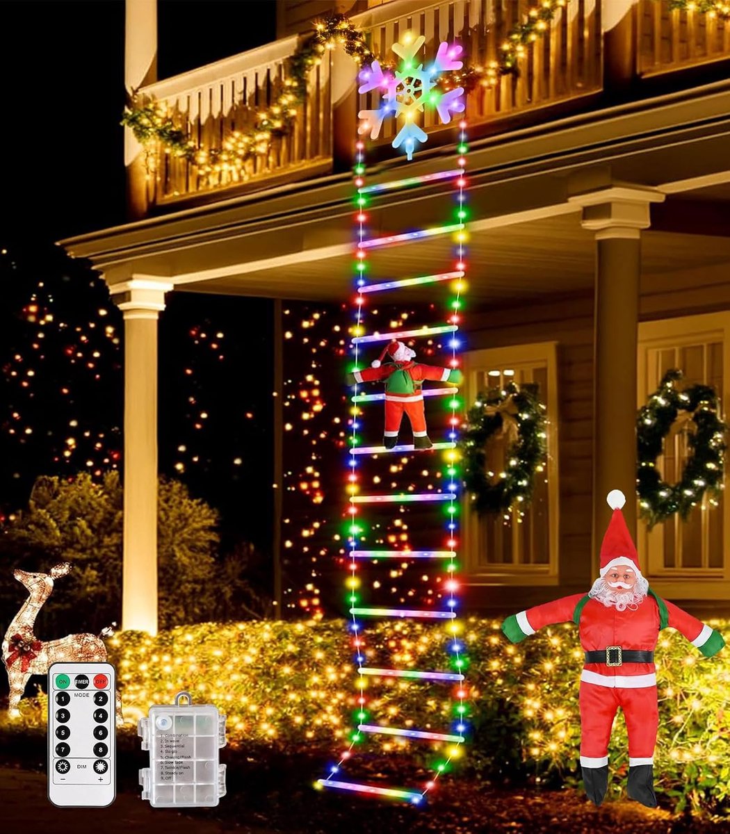 Fairy Lights Ladder Santa Claus 3 m LED Fairy Lights Snowflake Decoration Christmas Fairy Lights Battery Operated 8 - ShopVlot