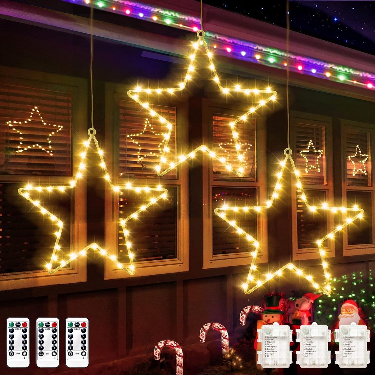 3 Pack 40 LED Fairy Lights Fairy Lights Battery Operated 8 String Lights Christmas Lights for Outdoor Garden Door - ShopVlot