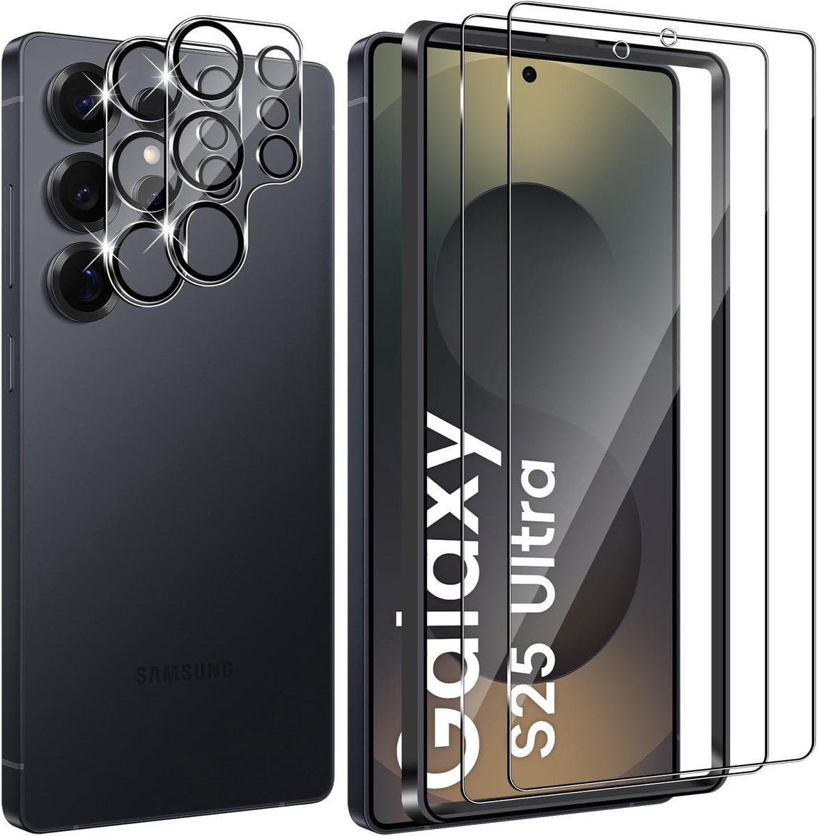 Holilo Beschermfolie voor Samsung Galaxy S25 Ultra, pantserglas, beschermfolie en camerabeschermfolie, 2 + 2 stuks, 9H - ShopVlot