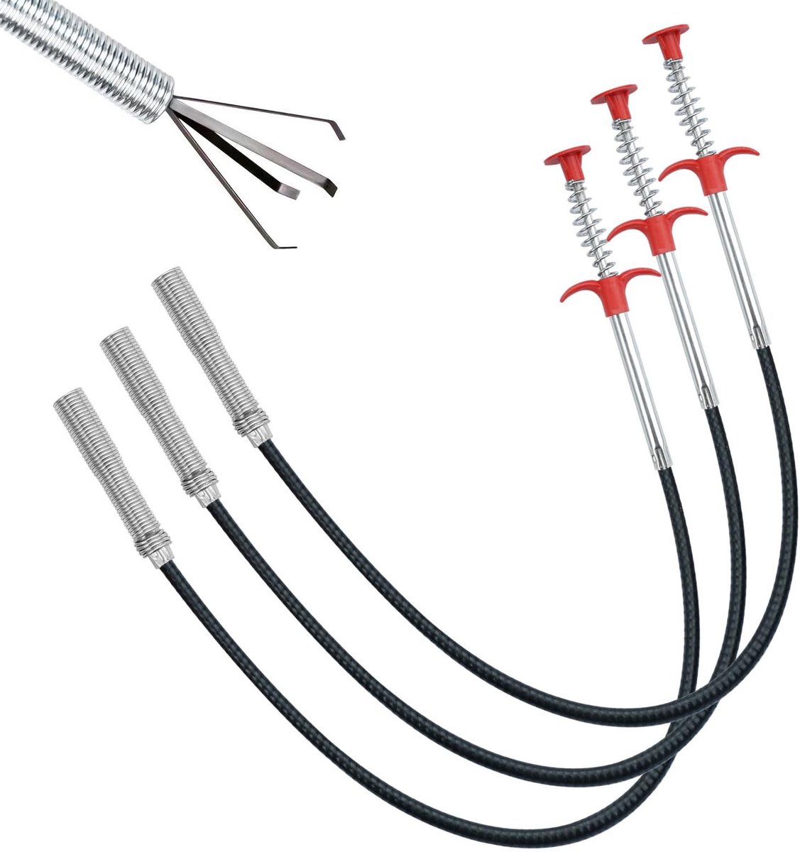 Solidchoice - Set van 3 Flexibele Afvoergrijpers voor Ontstoppen