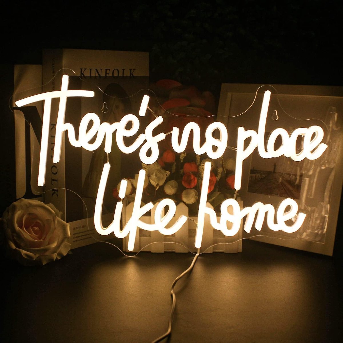 Looklight There's No Place Like Home Neon Sign Warm White Neon Signs for Wall Decor, Home Neon Light Sign USB Letter - ShopVlot