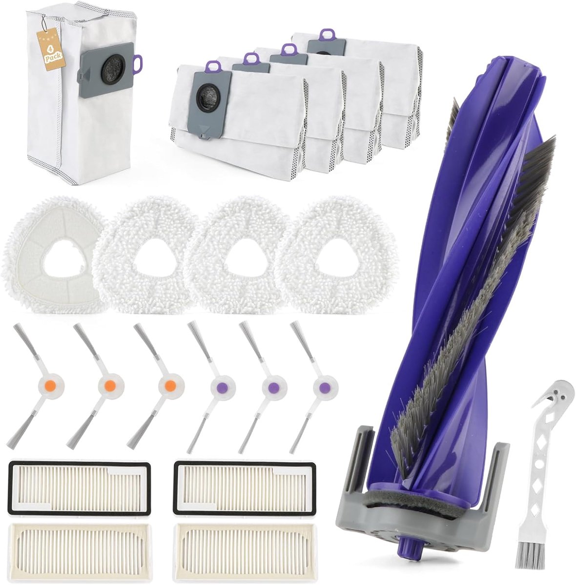 For Narwal Freo Z Ultra accessories for Narwal Freo Z Ultra with 1 main brush, 6 side brushes, 4 dust bags, 4 mop - ShopVlot