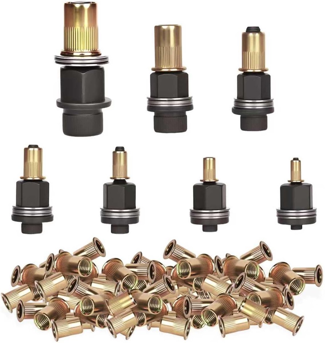 Set of 7 Rivet Nuts, Rivet Nut M3, M4, M5, M6, M8, M10, M12, Thread Rivets, Manual Rivet Machine, Press Nuts, Hand - ShopVlot
