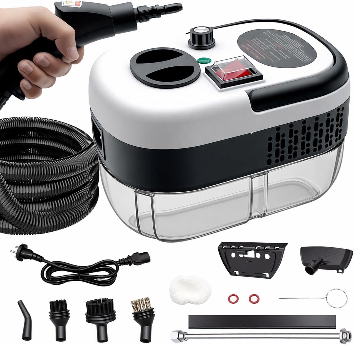 Stoomreiniger, handapparaat, 1500 W, hogedruk stoomreiniger met accessoireset, 1200 ml tank, draagbare stoomreiniger - ShopVlot