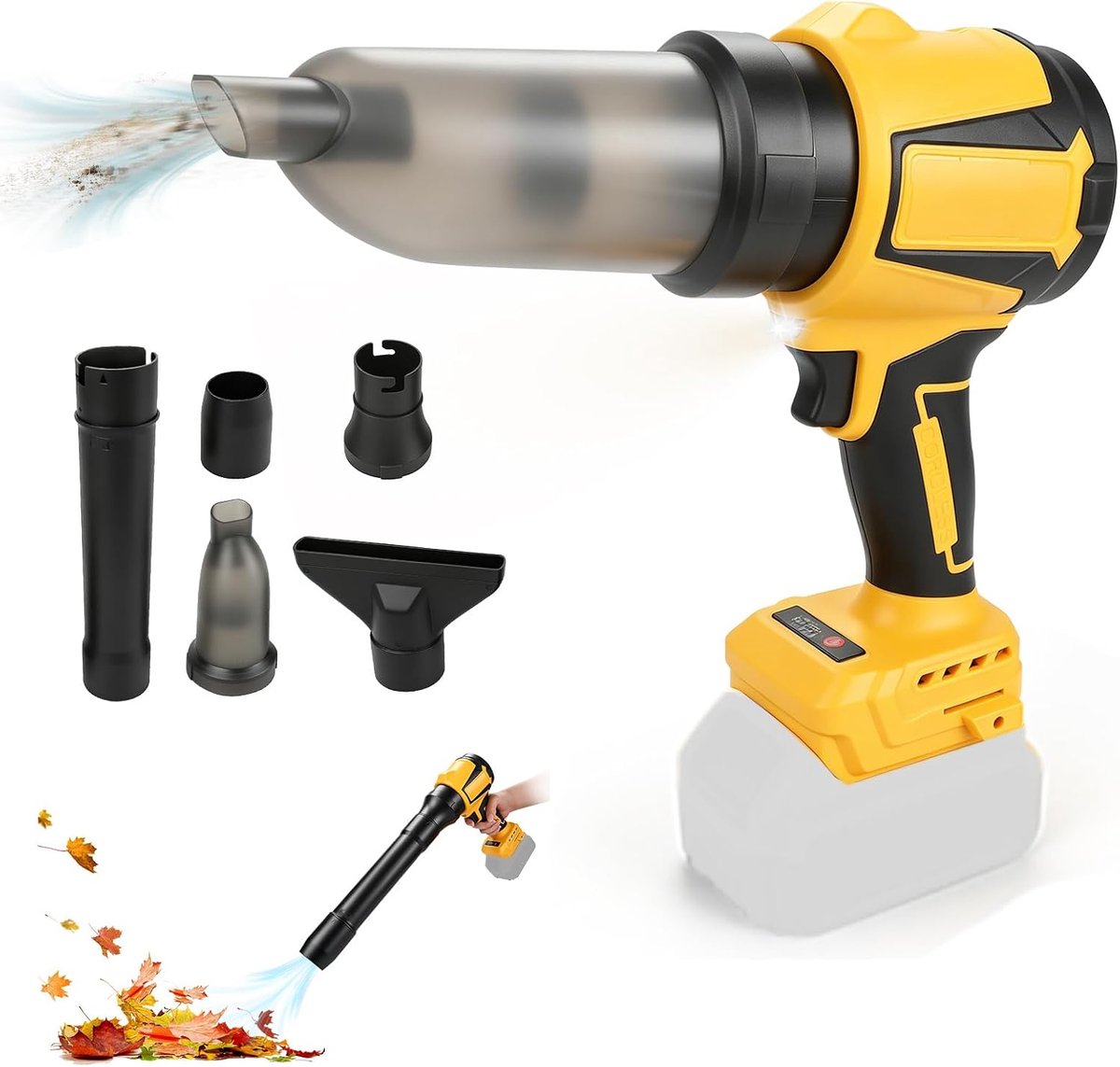 Cordless Leaf Blower Compatible with DEWALT 18V 20V Battery, 2-in-1 Brushless Dust Blower and Vacuum Cleaner, 3 Modes - ShopVlot