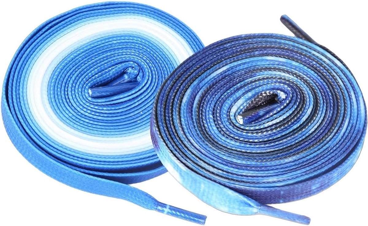 Stijlvol 2 paar schoenveters-effen kleur/verloop/sterrenkleur polyesterschoenveters, 120/140/160cm dual schoenveters - ShopVlot