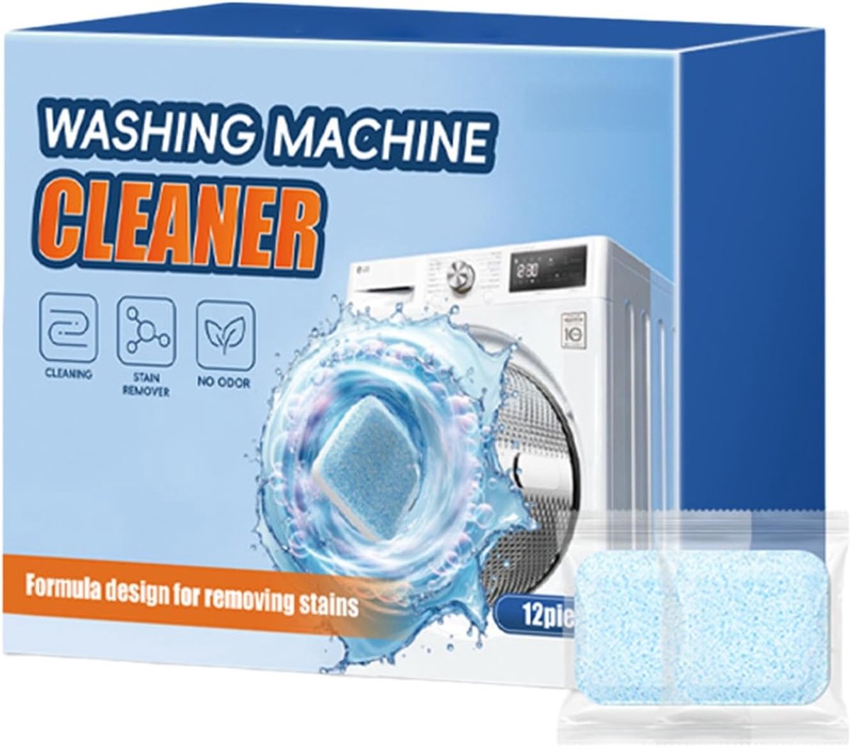 Wasmachinereiniger, 12 tabs, wasmachinereiniger, extra sterk, wasmachine-ontkalker, wasmachine-reiniger, wasmachine - ShopVlot