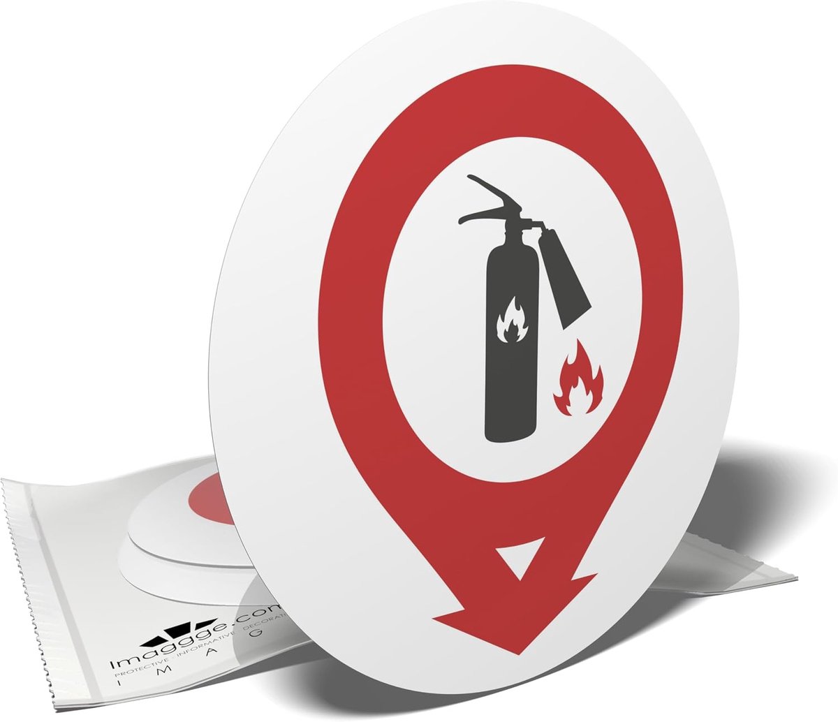 Waarschuwingsstickers - Brandblusser - 3 ronde stickers - 10,5 cm - Voor binnen en buiten - ShopVlot