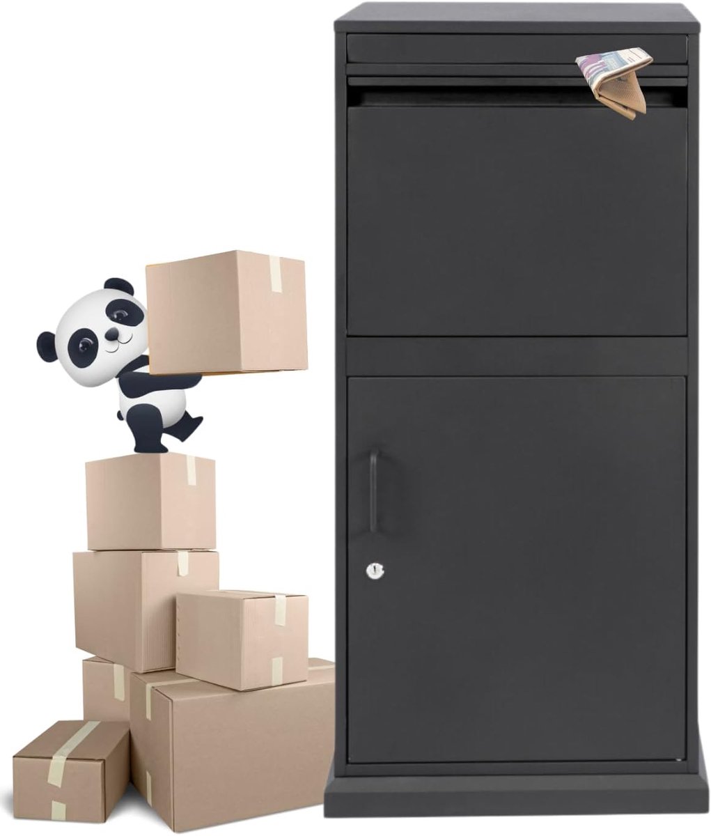 Larger parcel box – parcel mailbox – black – free to mount or attach to the ground – robust cylinder lock – free or - ShopVlot