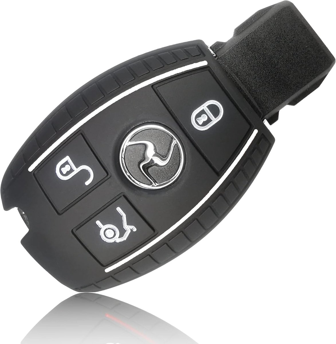 FOAMO Car Key Case Compatible with Mercedes Benz 3 Keys, Silicone Protective Cover, Key Case in Black and White - ShopVlot