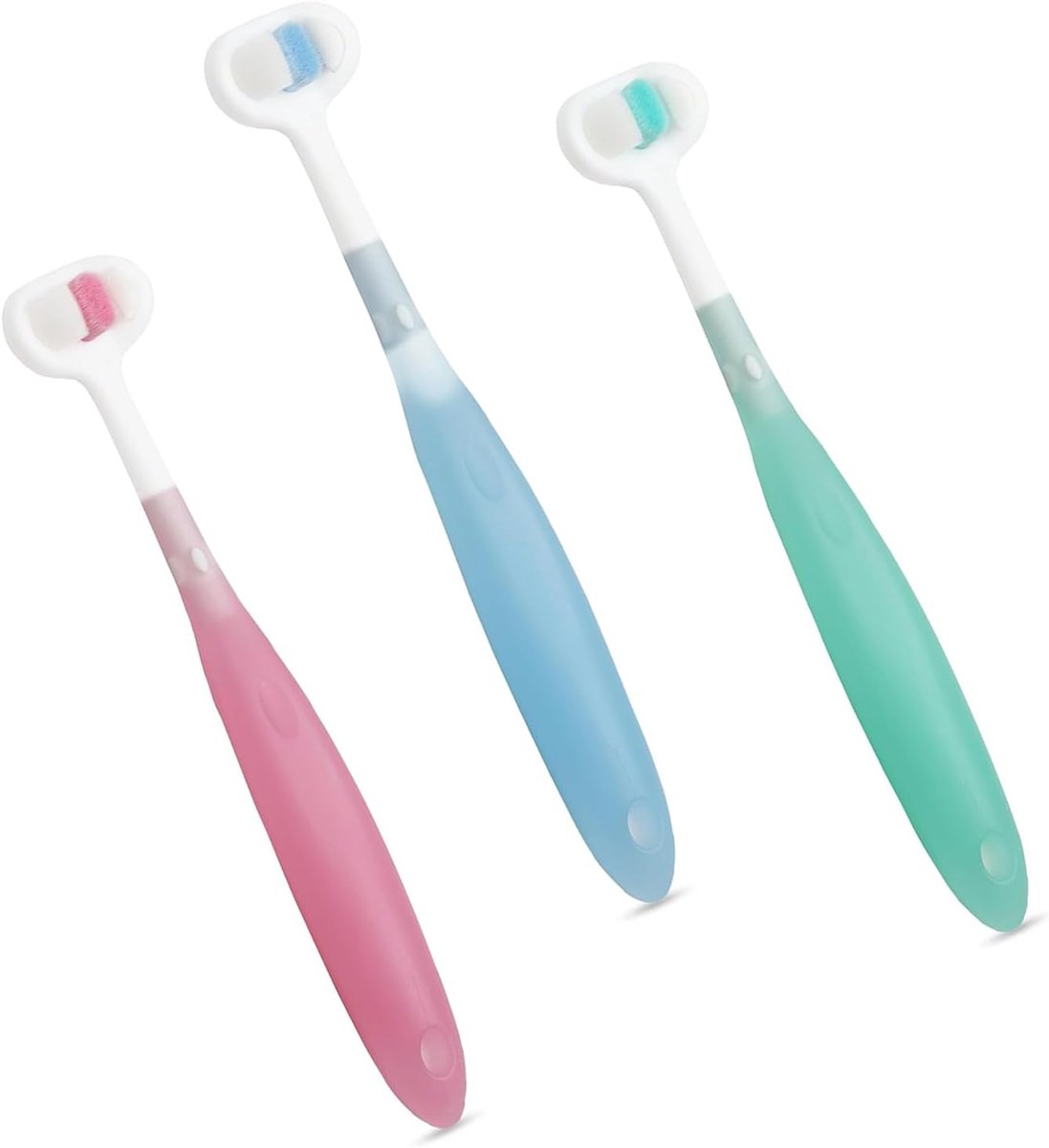 3 Sides Toothbrush for Kids, 3 Pieces, Extra Soft Bristles for Ages 1-10, Silicone Handle with Tongue Scraper, BPA - ShopVlot