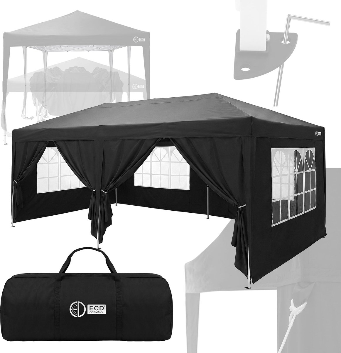 ECD Germany Paviljoen 3x6 m, Pop-up Partytent Waterdicht, Stabiel en Winterbestendig, Inklapbaar Tuinpaviljoen met 6 - ShopVlot