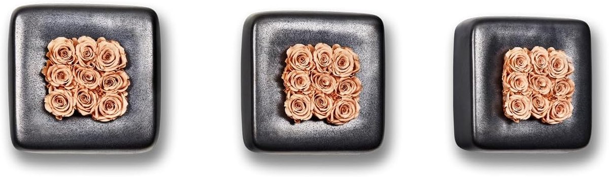 Set of 3 Infinity-Bloom Chest - anthracite / rose - 16x16cm - ShopVlot