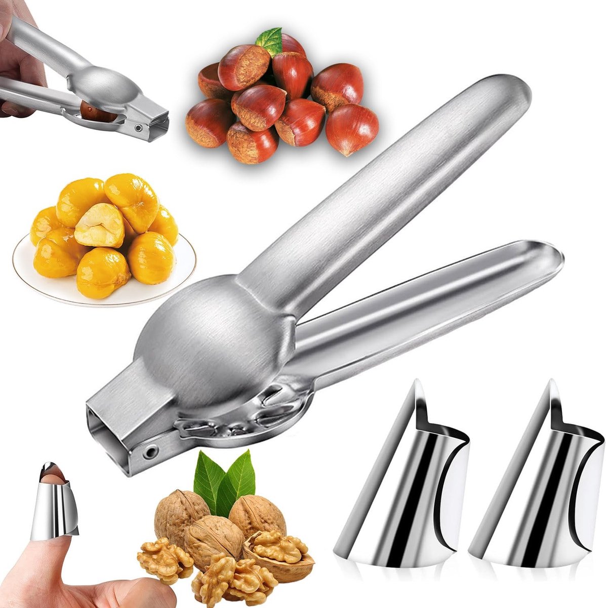 Solidchoice - Stalen Kastanjeopener met Kruiskop en Vingerbescherming