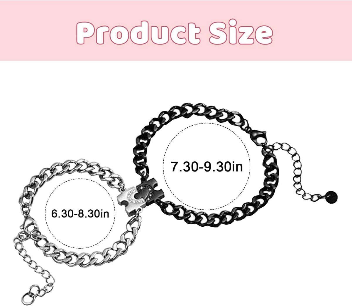 Set van 2 Koppelarmbanden - Verstelbare Ketting - Puzzelontwerp - Perfect voor Valentijnsdag - ShopVlot