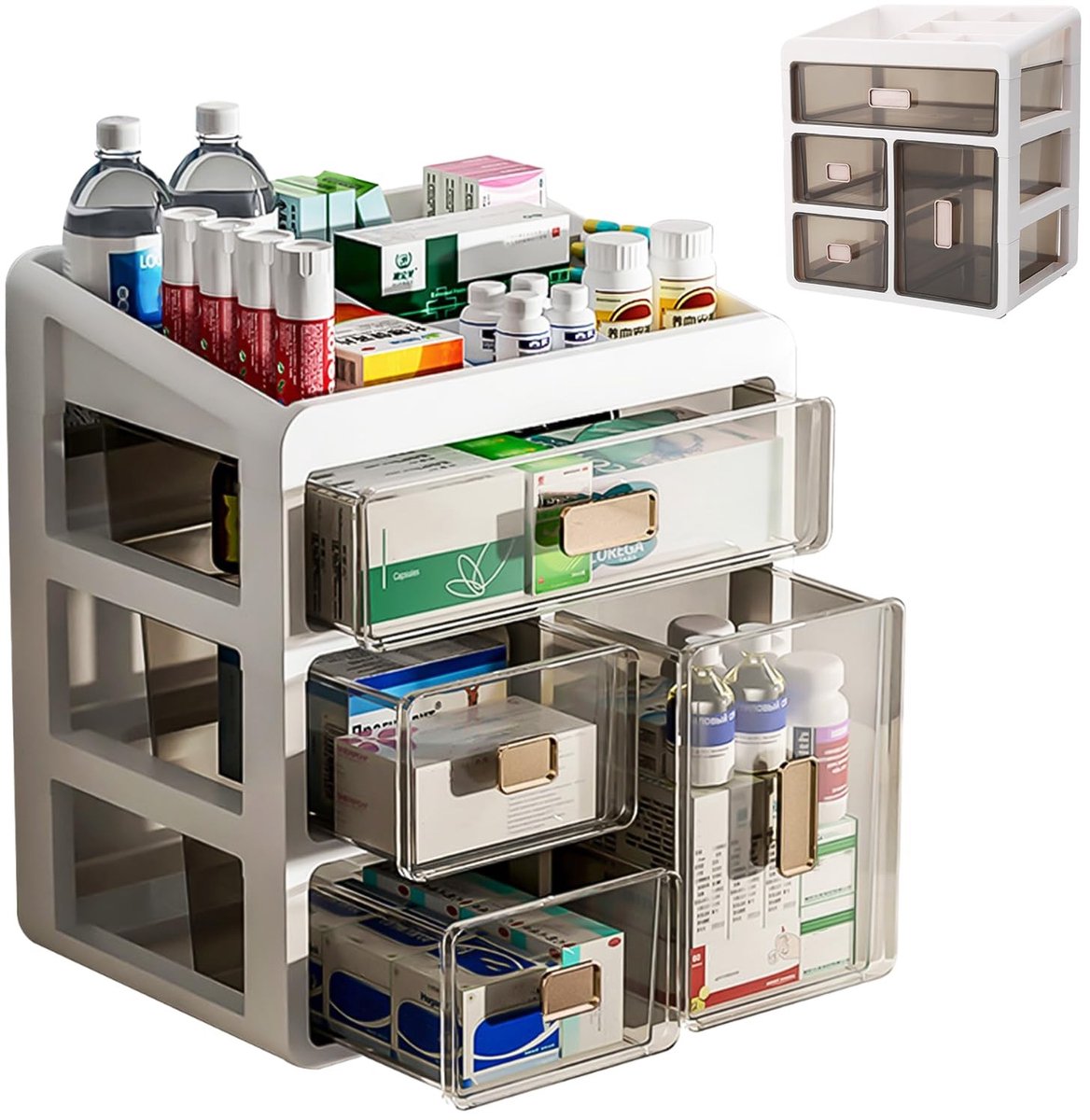 Solidchoice - 4-Lades Medicijnopbergdoos voor Bureau