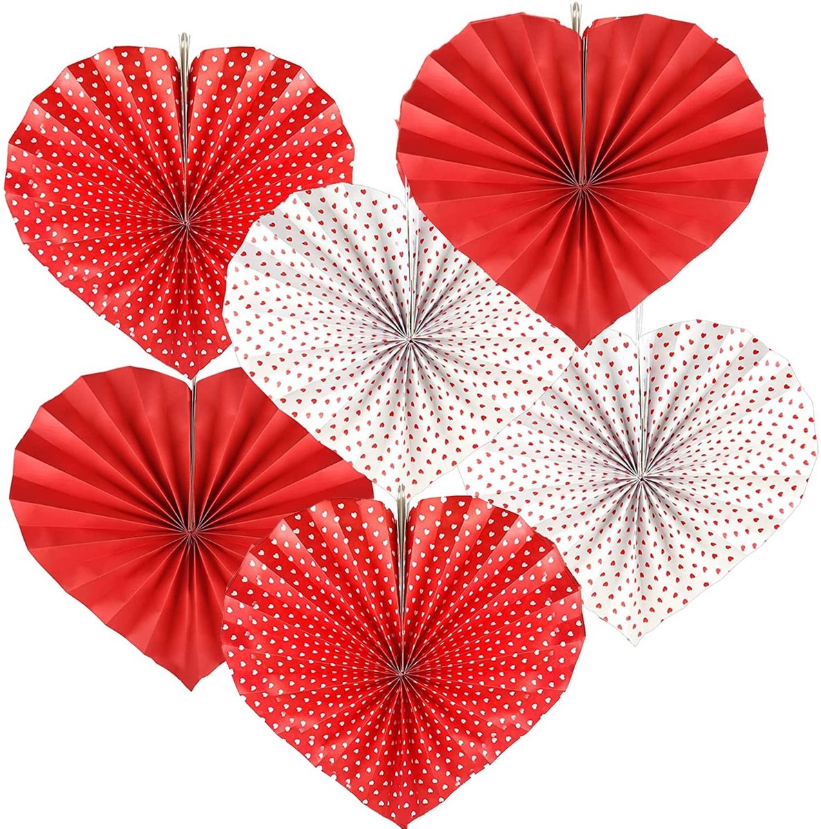 Solidchoice - 6 Stuks Hartvormige Papieren Ventilatoren voor Decoratie