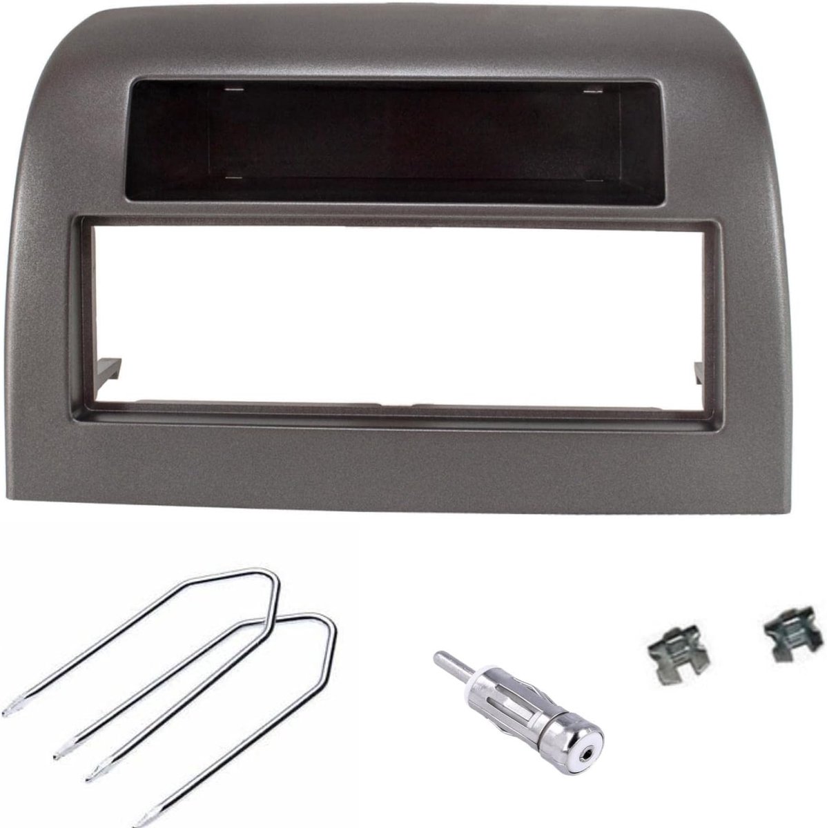 Radio paneel frame 1 DIN - grijs - antenne adapter en demontagesleutels - ondersteuning voor Lancia Y Ypsilon 2003-2006 - ShopVlot